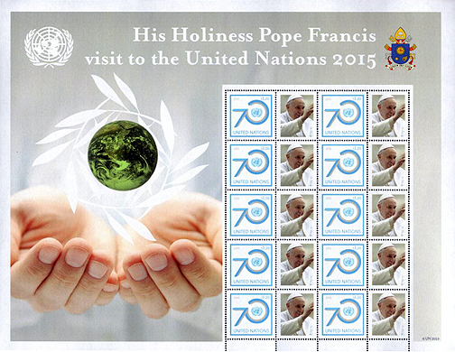 Pope Francis on UN sheet