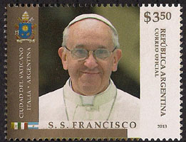 Pope Francis on Argentina stamp