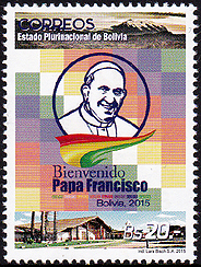 Pope Francis on a Bolivian stamp, Scott 1617