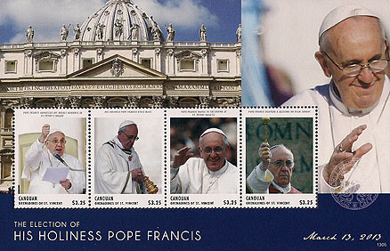 Pope Francis on Canouan sheet 