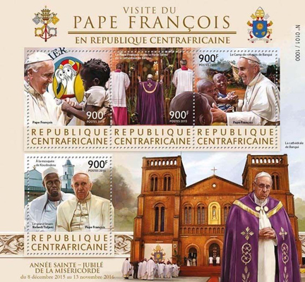 Pope Francis on a Central African stamp