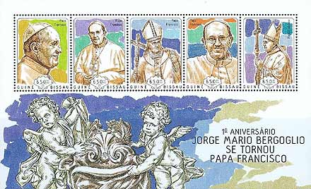 Pope Francis on a Guinea Bissau sheet