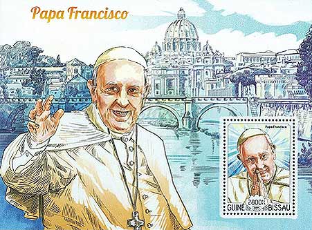 Pope Francis on a Guinea Bissau sheet
