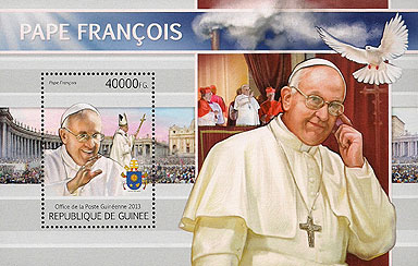 Pope Francis on sheet from Guinea