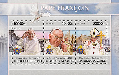 Pope Francis on sheet from Guinea