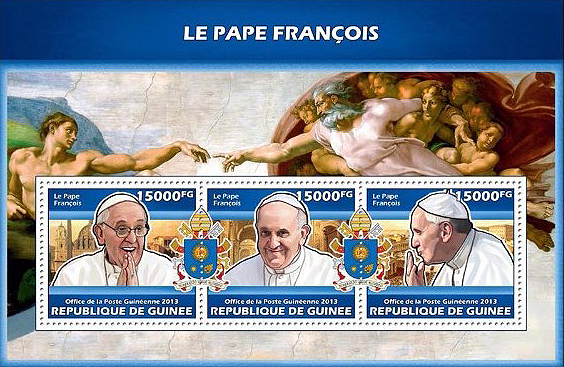 Pope Francis on a Guinea sheet