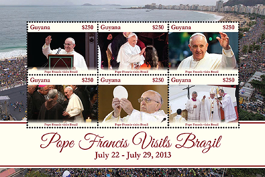 Pope Francis on a Guyana sheet, Scott 4415