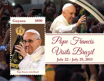 Pope Francis on a Guyana sheet, Scott 4416