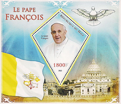 Pope Francis on a Mali sheet