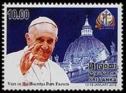 Pope Francis on a Sri Lankan stamp
