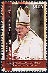 Pope Francis on a Tonga stamp, Scott 1268