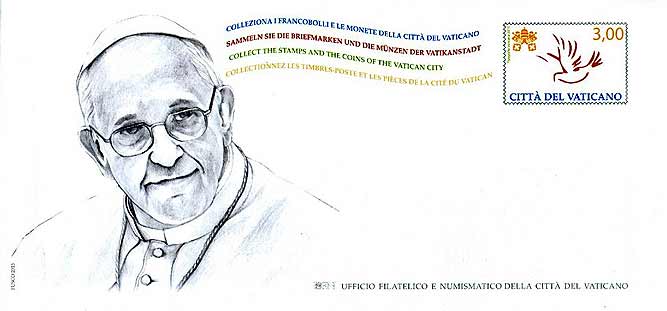 Pope Francis on a Vatican postal envelope