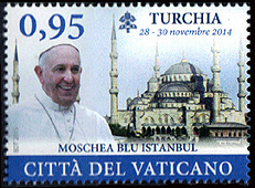 Pope Francis on a Vatican stamp