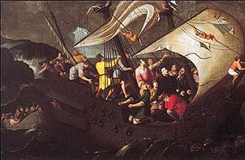 André Reinoso's painting (1619), St. Francis Xavier Calming a Storm at Sea