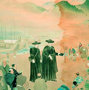 a 19th-century Japanese painting of Xavier arriving in Kagoshima